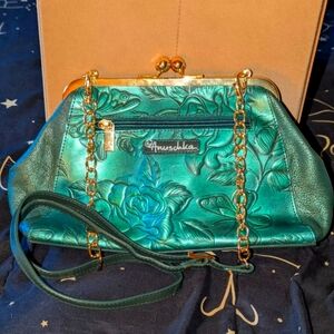 Anuschka Green Embossed Leather Bag